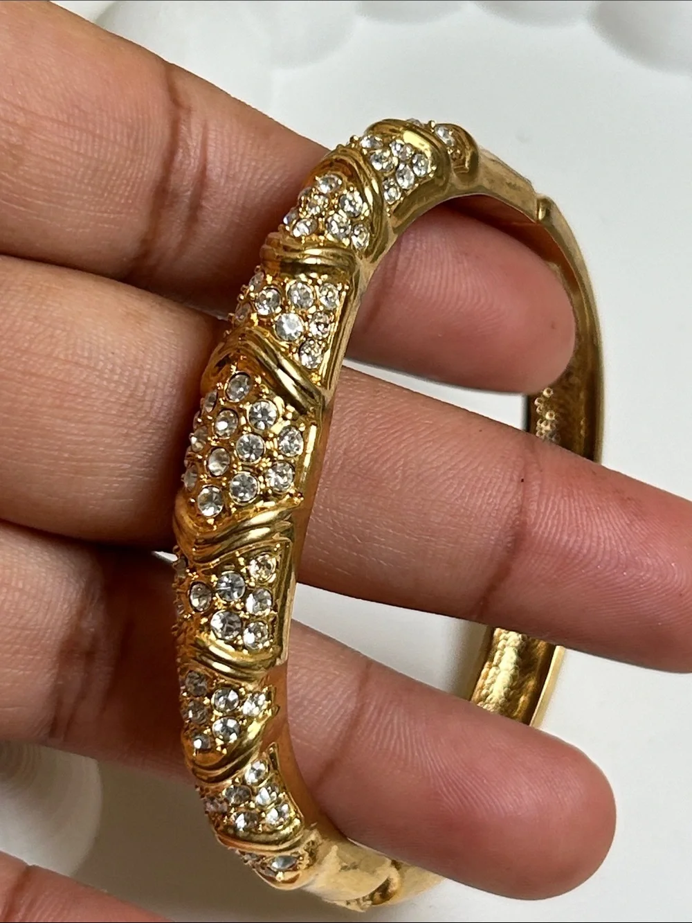Gold Crystal Pavé Women's Bangle Bracelet